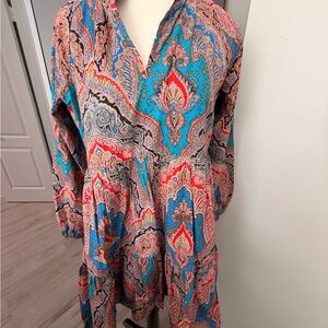 J. Crew Blue and Red Paisley Dress